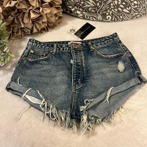 Signature8 Blue Denim Cutoff Daisy Duke Shorts Jorts NWT Sz L NEW